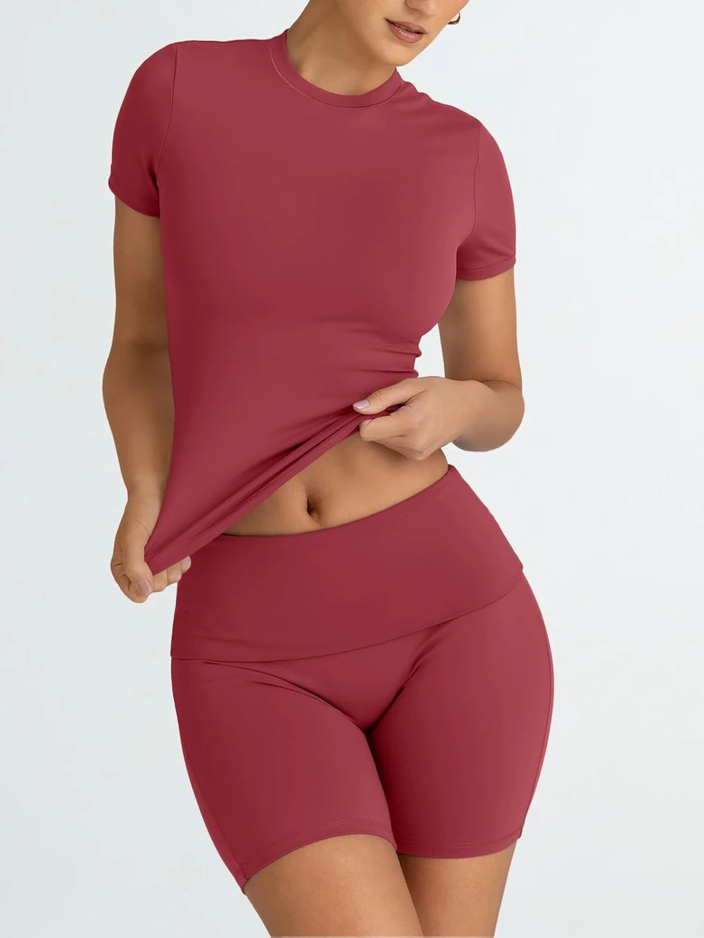 Trendy Queen Womens 2 Piece Workout Short Set for Summer Gym Pilates Yoga Going Out