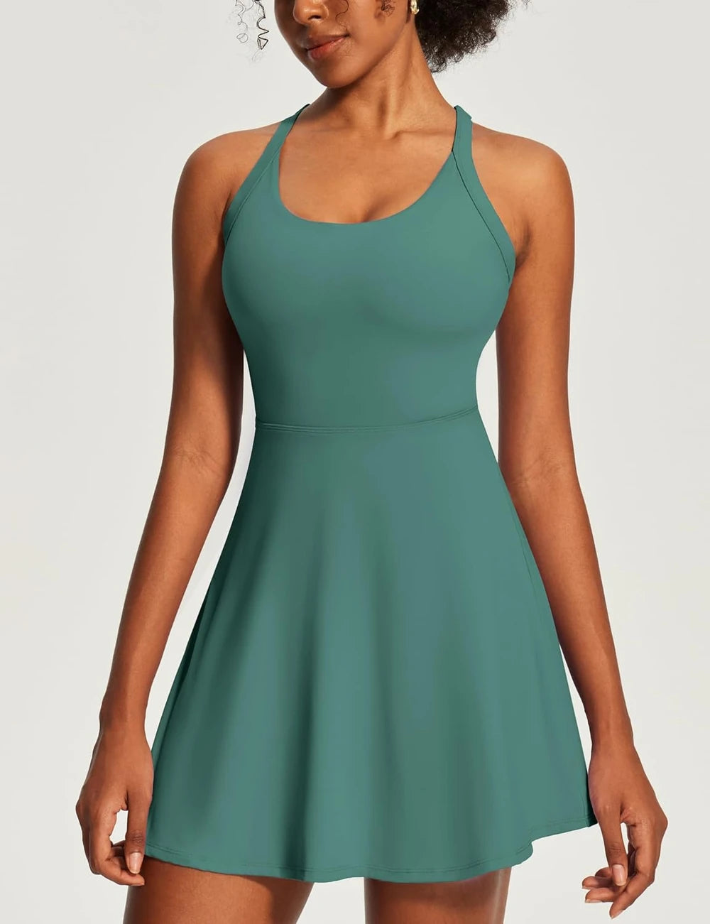 Heathyoga Tennis Dress with Built in Shorts and Bra Athletic Dress for Women Summer Cut Out Twisted Golf Workout Dress