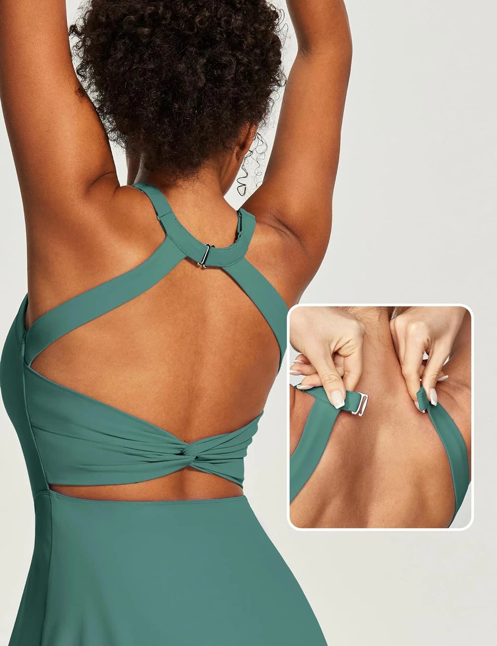 Heathyoga Tennis Dress with Built in Shorts and Bra Athletic Dress for Women Summer Cut Out Twisted Golf Workout Dress