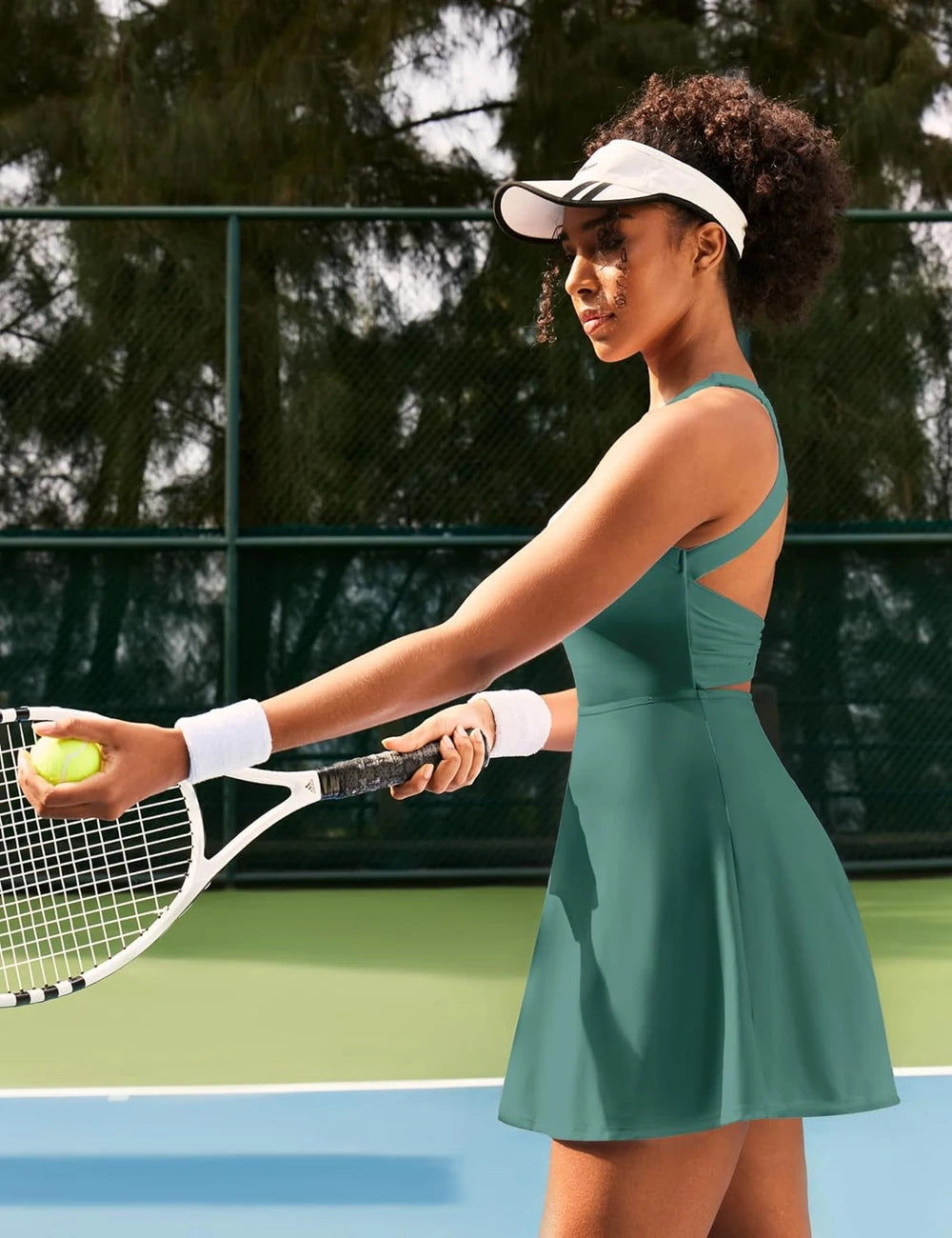 Heathyoga Tennis Dress with Built in Shorts and Bra Athletic Dress for Women Summer Cut Out Twisted Golf Workout Dress