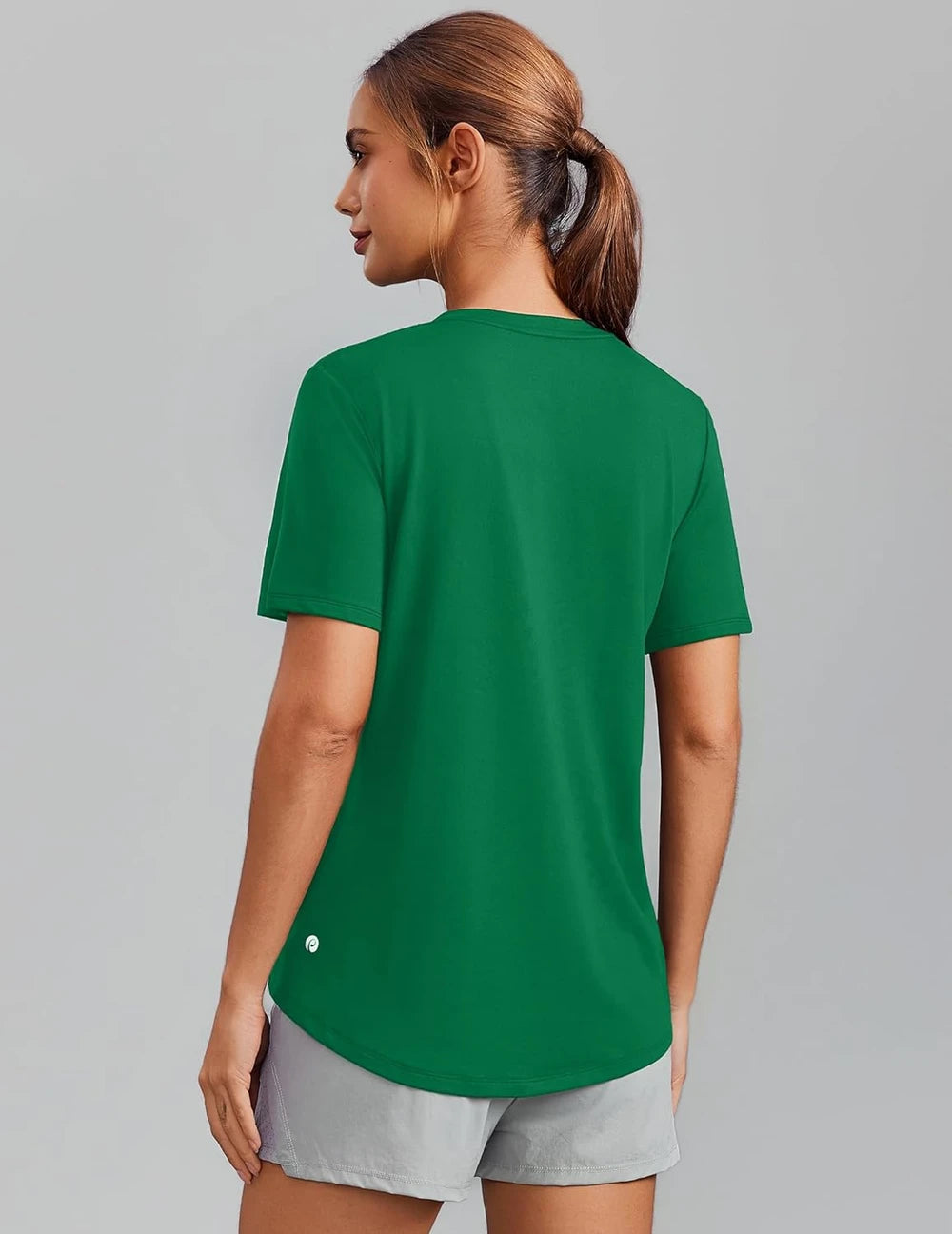 PINSPARK Soft Workout Tops for Women Short Sleeve V Neck Moisture Wicking UPF 50+ Sun Protection Quick Dry Gym Shirts