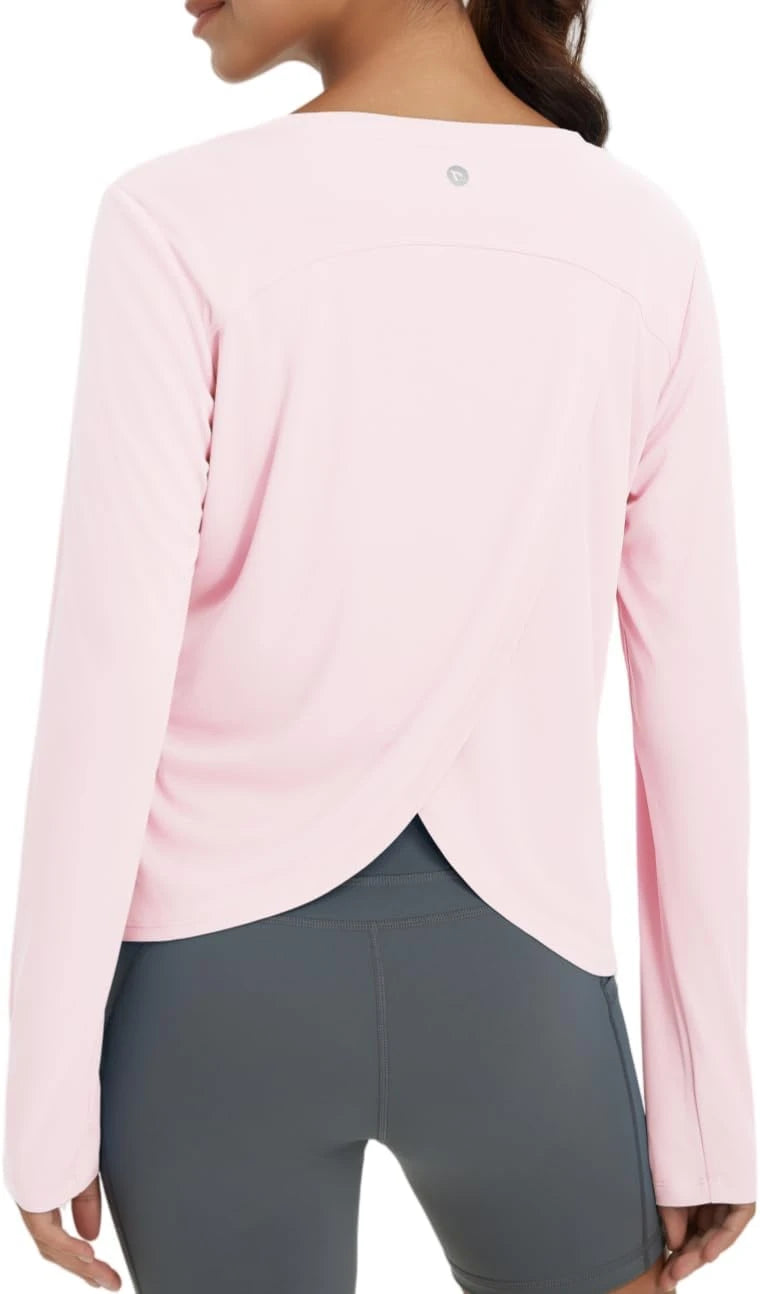 baleaf Women's Running Sun Shirts Long Sleeve UPF 50+ Workout Tops UV Athletic Split Back Quick Dry Lightweight