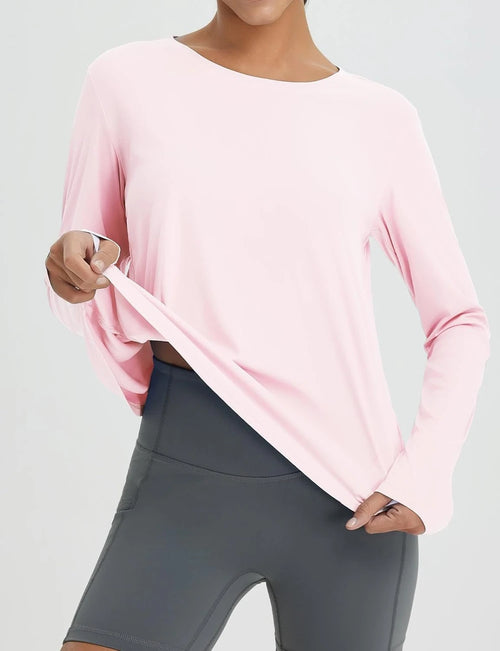 baleaf Women's Running Sun Shirts Long Sleeve UPF 50+ Workout Tops UV Athletic Split Back Quick Dry Lightweight