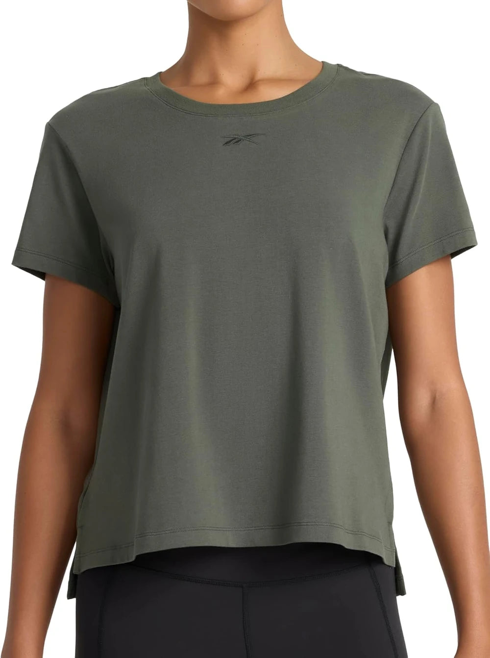 Reebok Women's Embroidery Hit Graphic Crewneck T-Shirt, Standard Fit, Lightweight Stretch Cotton Fabric