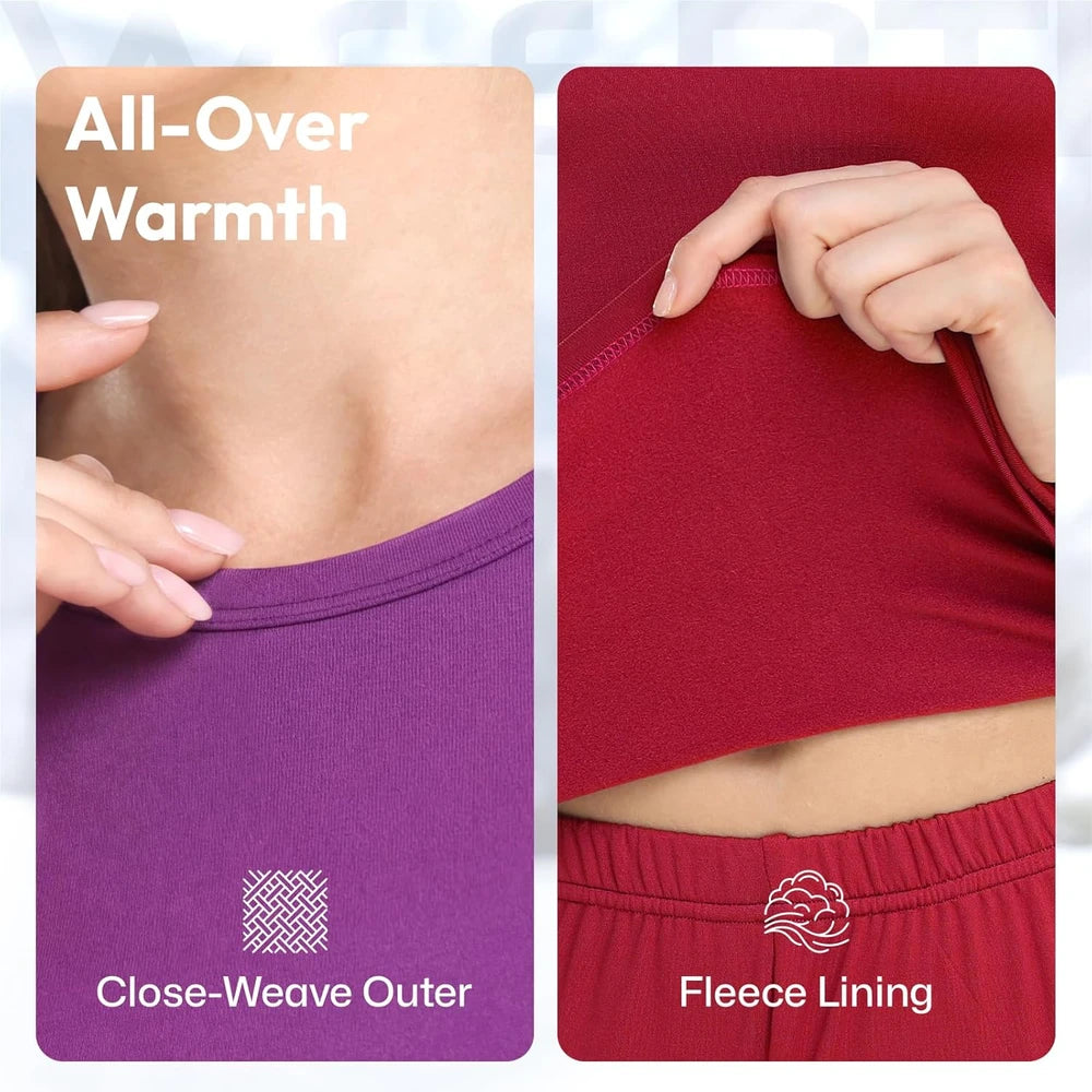 Thermal Underwear for Women Long Johns with Fleece Lined Base Layer Women Cold Weather Top Bottom