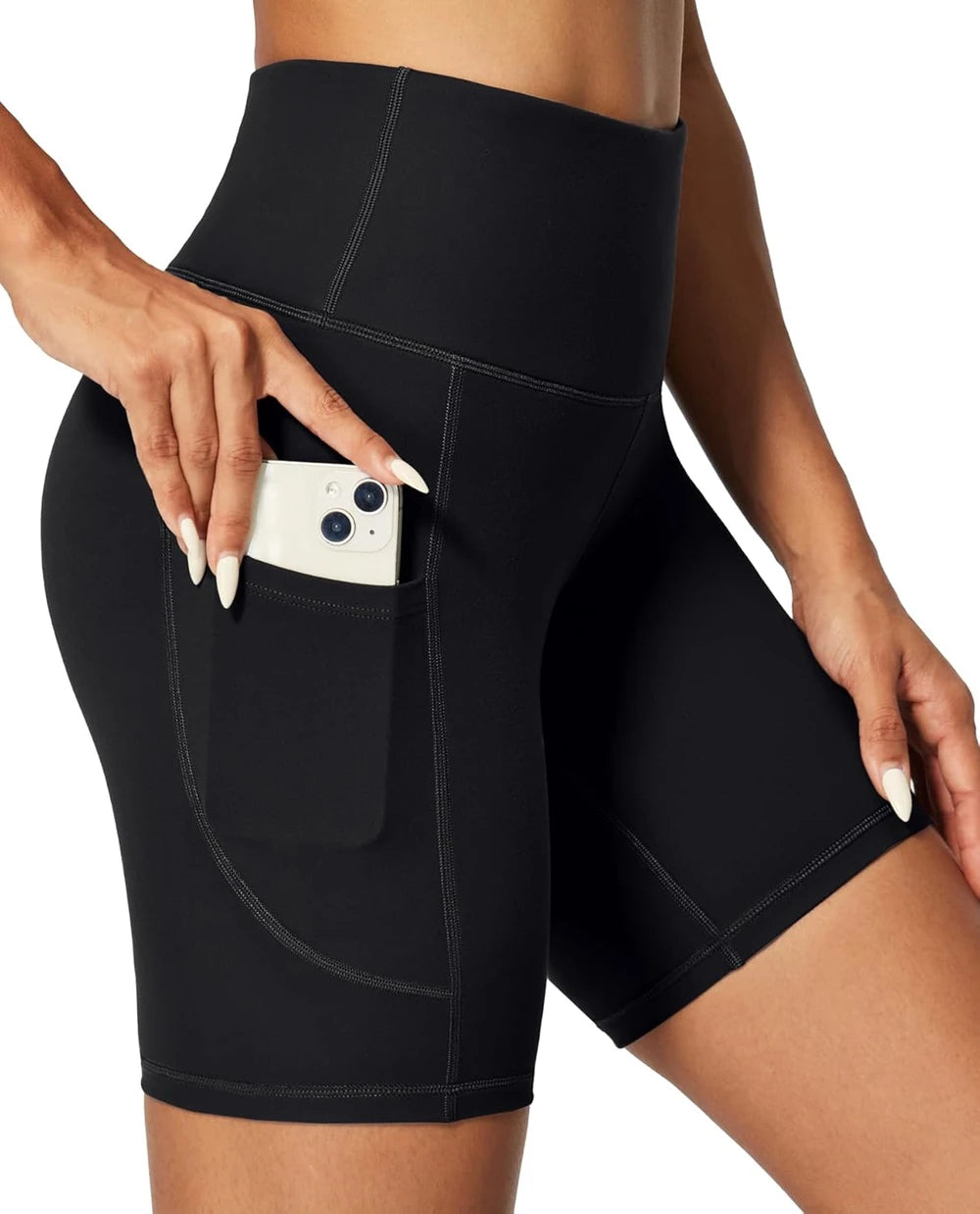IUGA Biker Shorts Women 6" Tummy Control Workout Shorts Women with Pockets High Waisted Yoga Running Gym Spandex Compression
