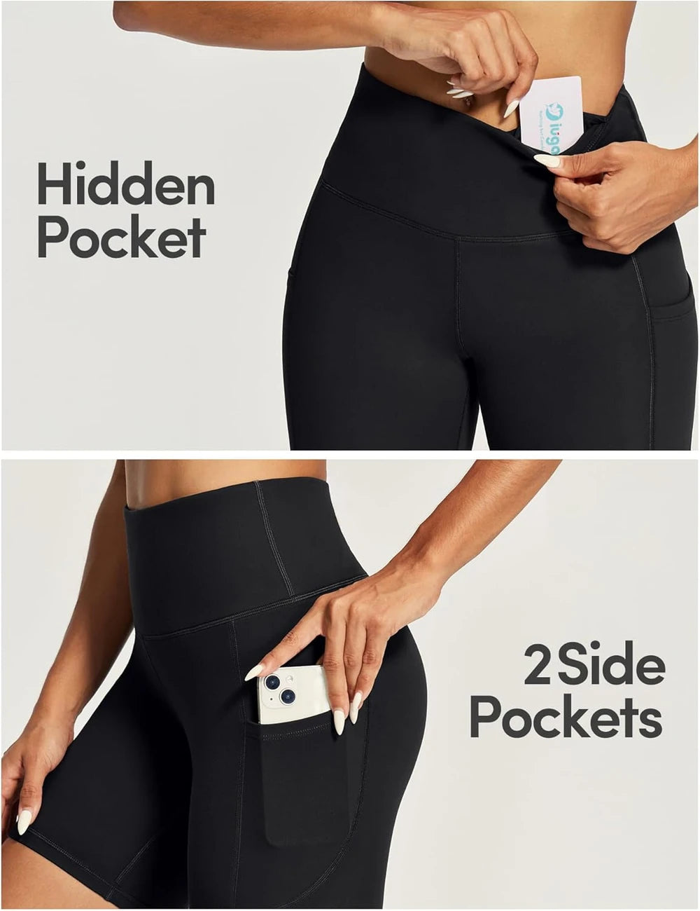 IUGA Biker Shorts Women 6" Tummy Control Workout Shorts Women with Pockets High Waisted Yoga Running Gym Spandex Compression