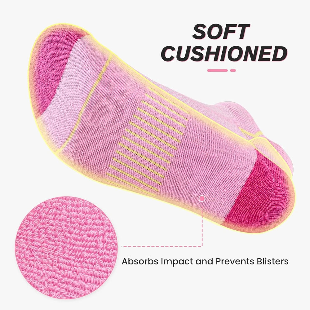 Niorasen Ankle Socks for Women 6 Pairs, Cotton Cushioned Athletic Running Socks, Breathable Low Cut Sports Socks