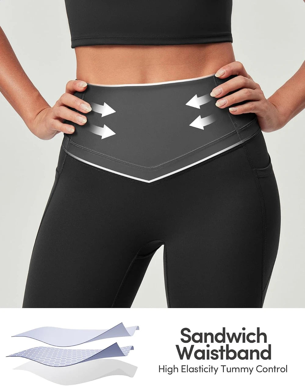 IUGA Compression Leggings with Pockets for Women Tummy Control Leggings No Front Seam Workout High Waist Yoga Pants