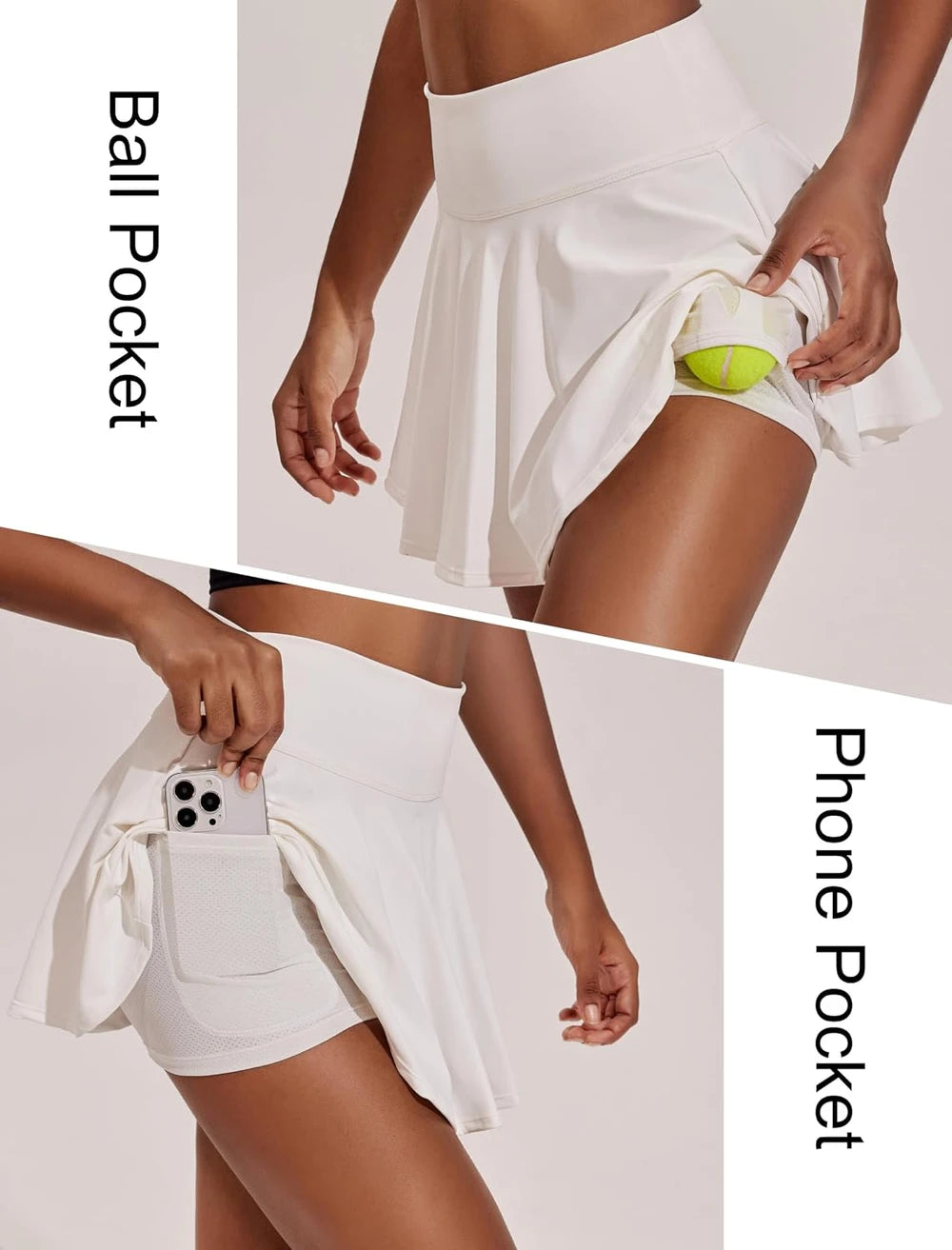 PINSPARK Womens Tennis Skirt Pleated Athletic Skirts with Pockets Shorts High Waisted Golf Skort for Workout Pickleball