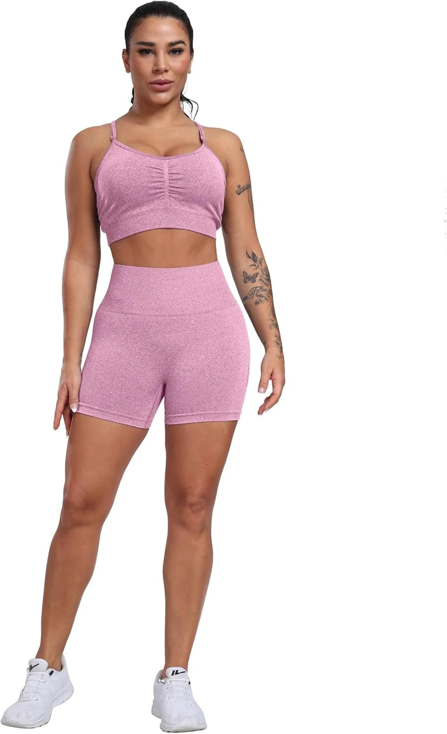CHRLEISURE Workout Shorts Sets for Women, High Waisted Gym Butt Lifting Scrunch Butt Seamless Shorts