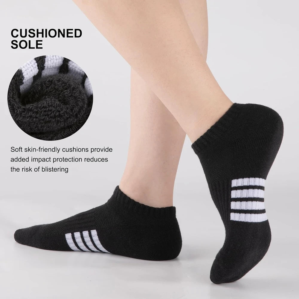 eallco 8 Pairs Ankle Socks for Women Running Athletic Cotton Low Cut Socks Cushioned