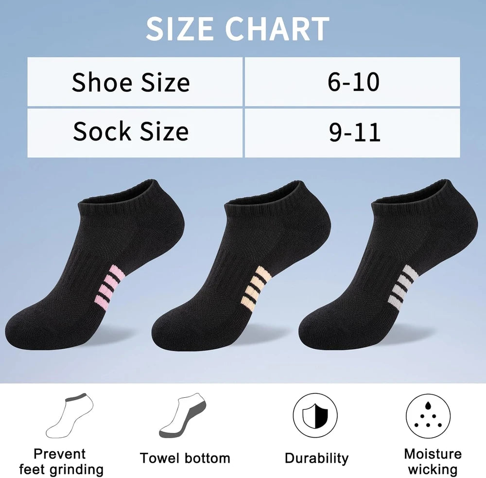 eallco 8 Pairs Ankle Socks for Women Running Athletic Cotton Low Cut Socks Cushioned