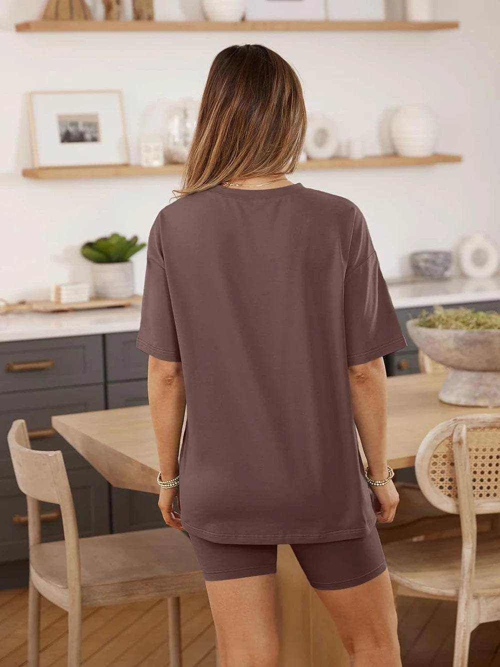 AUTOMET 2 Piece Sets for Women Oversized Tshirts & Biker Shorts