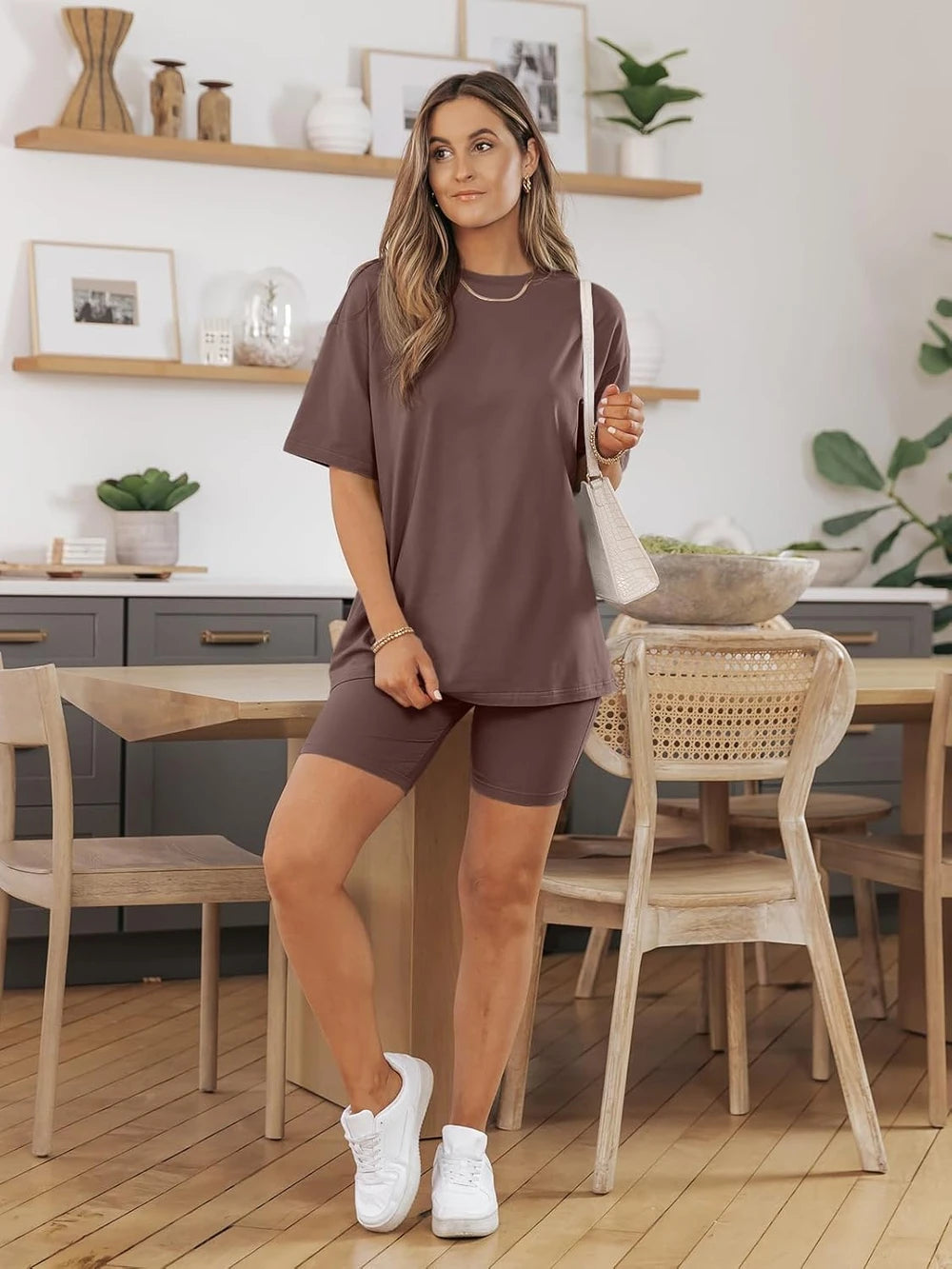 AUTOMET 2 Piece Sets for Women Oversized Tshirts & Biker Shorts
