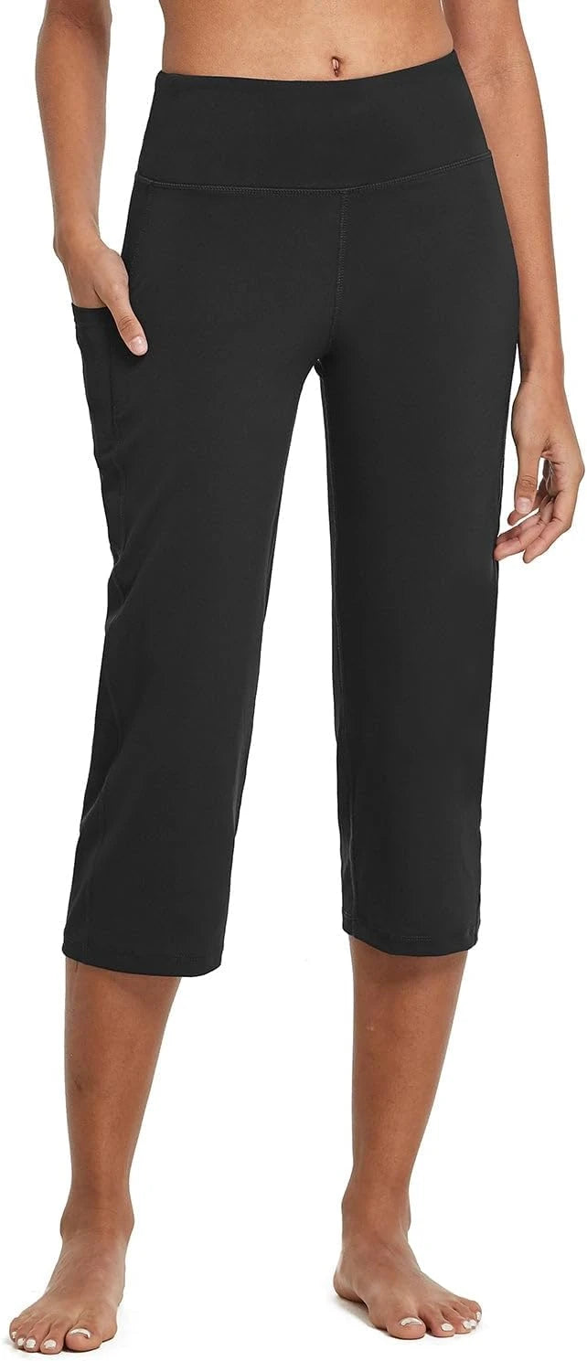 baleaf Women's 21" Capri Pants with Pockets, High Waist – Tummy Control Yoga Leggings for Summer Workout